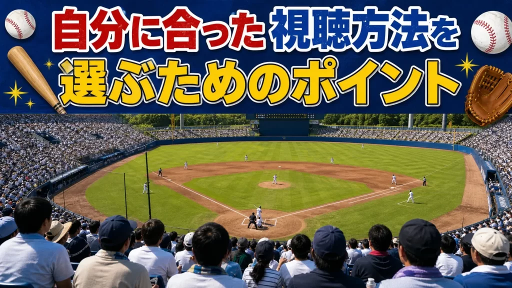 まとめ|無料で見たい試合と応援球団に合わせて選ぼう
