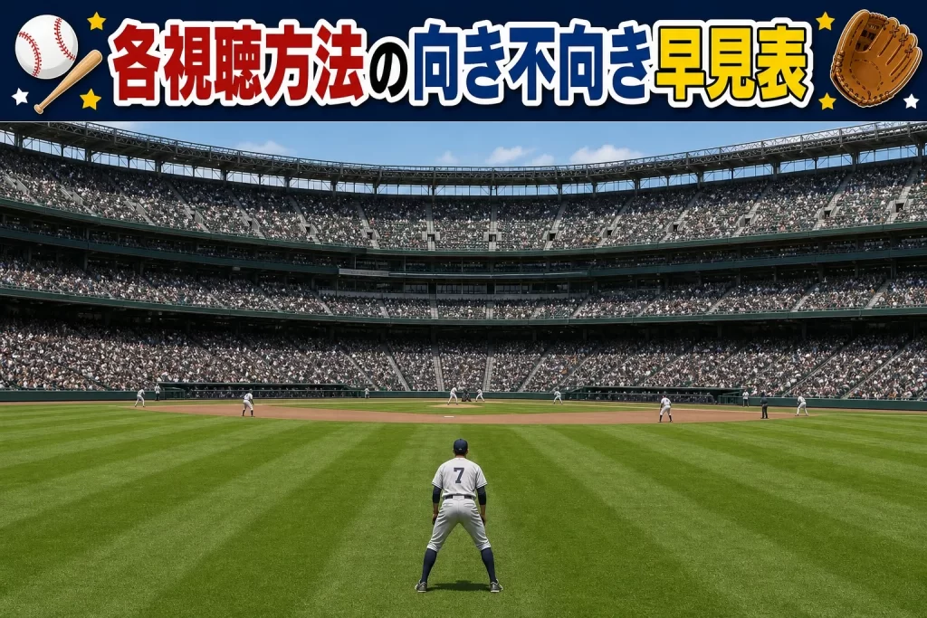 各視聴方法の向き不向きの早見表