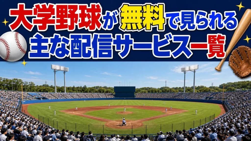 大学野球が無料で見られる主な配信サービス一覧