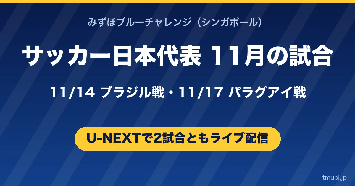 サッカー日本代表 11月の試合の放送・配信