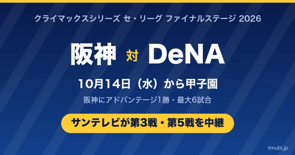 阪神対DeNAのCSファイナル2026の放送・配信はどこ